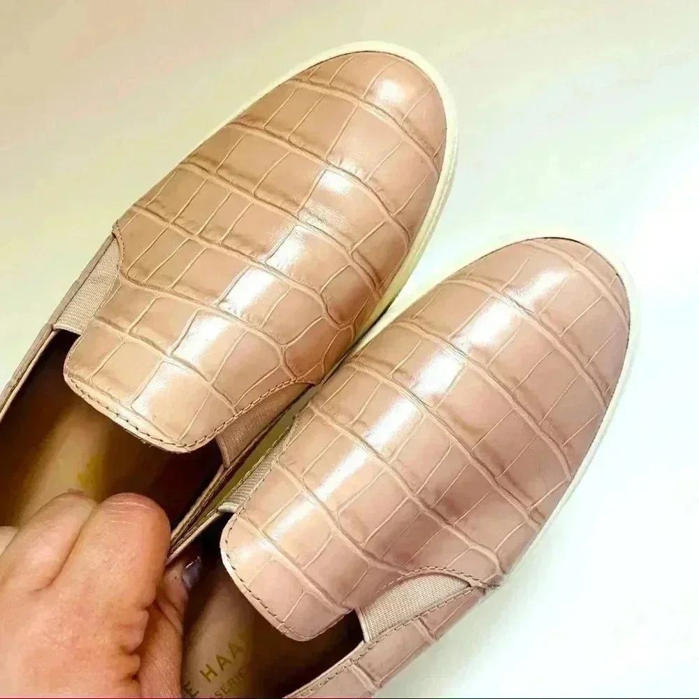 Cole Haan GrandPro Croc Leather Sneakers Pink - Picture 6 of 10